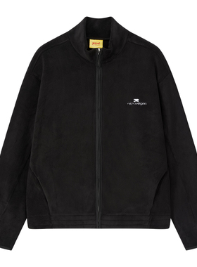 *RTVG*秋冬新款潮双面摇粒绒男女纯色简约百搭加绒黑拉链立领夹克