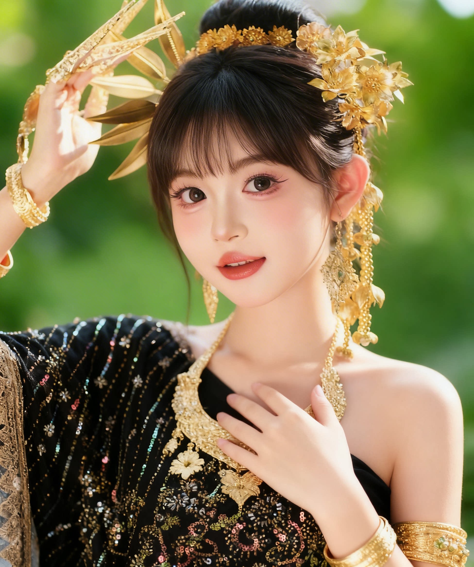 新款西双版纳傣族服装女发饰发夹傣族手工制作簪花金属头花头饰
