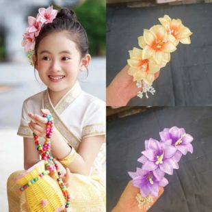 云南西双版纳傣族头饰头花发饰民族风饰品仿真花发夹仙女度假