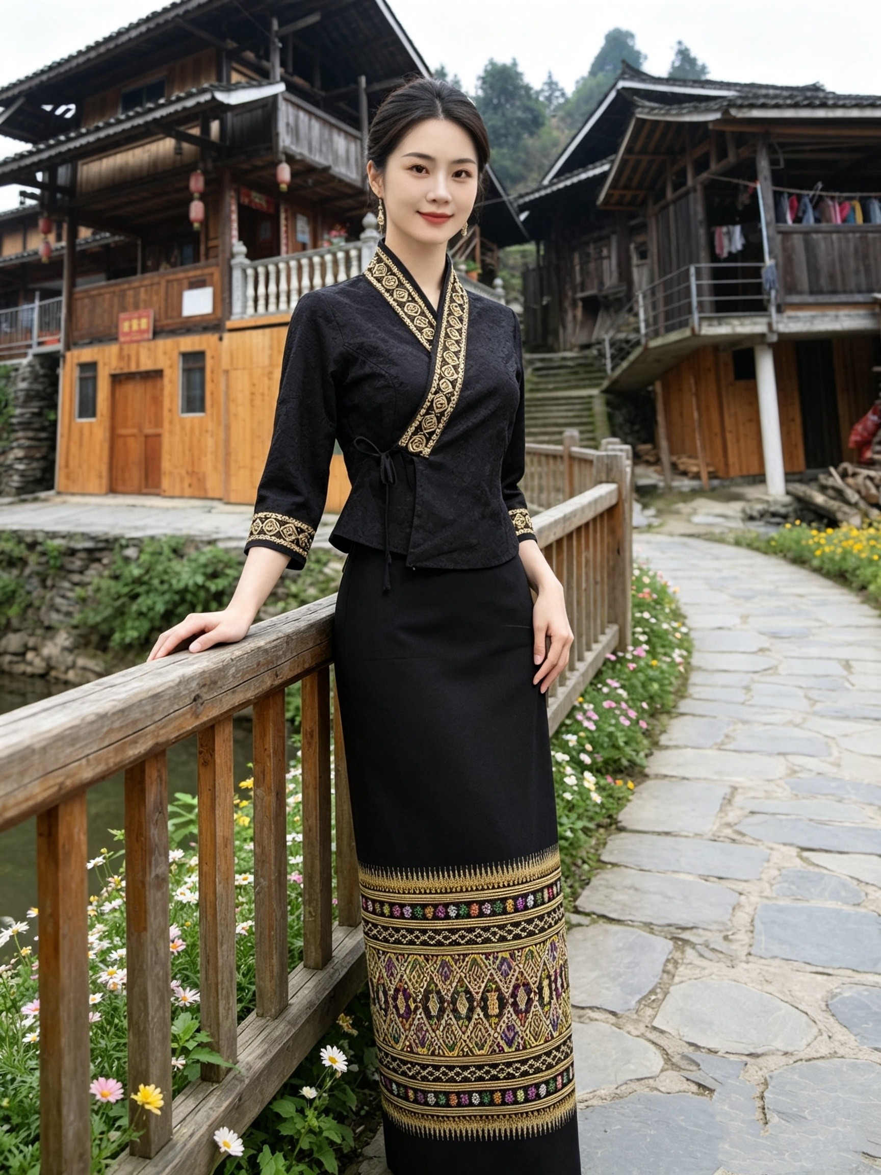 新款西双版纳长裙服装女上衣表演装传统傣族裙套装傣族工作服