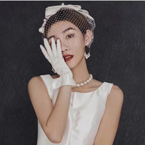 Bridal summer new White Wedding Gloves elastic satin bow wedding dress short Satin Gloves