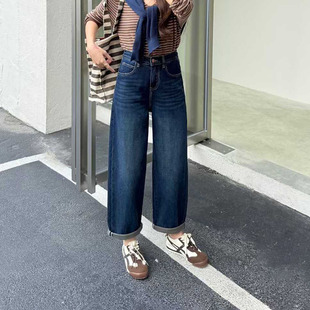 直筒哈伦裤 爆犀牛2025秋季 女九分老爹裤 宽松小个子弯刀牛仔裤 新款