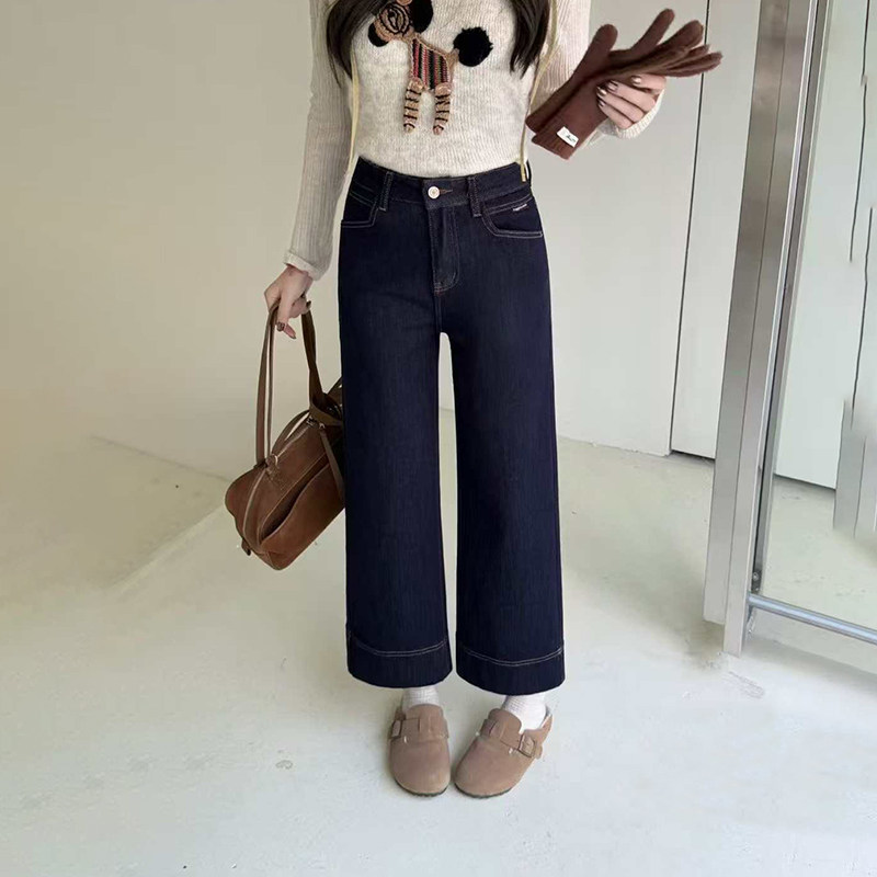 韩尚裤业2025秋冬新款抓毛薄绒宽松小个子九分阔腿裤女九分直筒裤,女装/女士精品,牛仔裤,淘宝优惠券,粉丝福利购,淘宝优惠卷