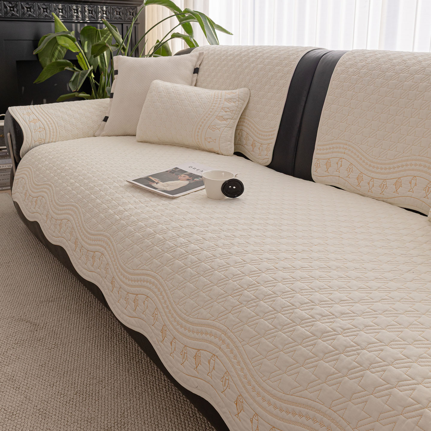 欧式风加厚纯棉不规则沙发垫