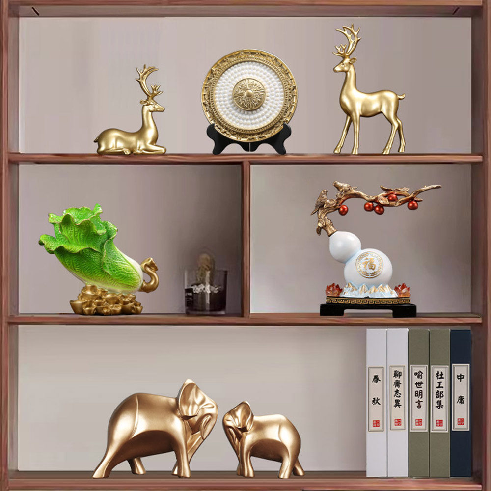 새로운 중국식 사무실 행운을 부르는 장식품 가정 거실 와인 캐비닛 장식 고대 랙 현관 TV 캐비닛 장식