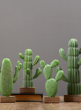 ins北欧彷真仙人掌柱创意家居酒柜宿舍样板间摆设室内装饰品盆栽