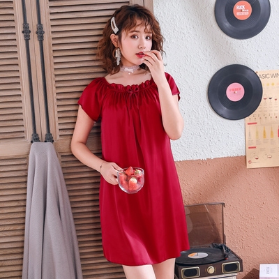 薄款大码韩版少女风丝绸短袖睡衣