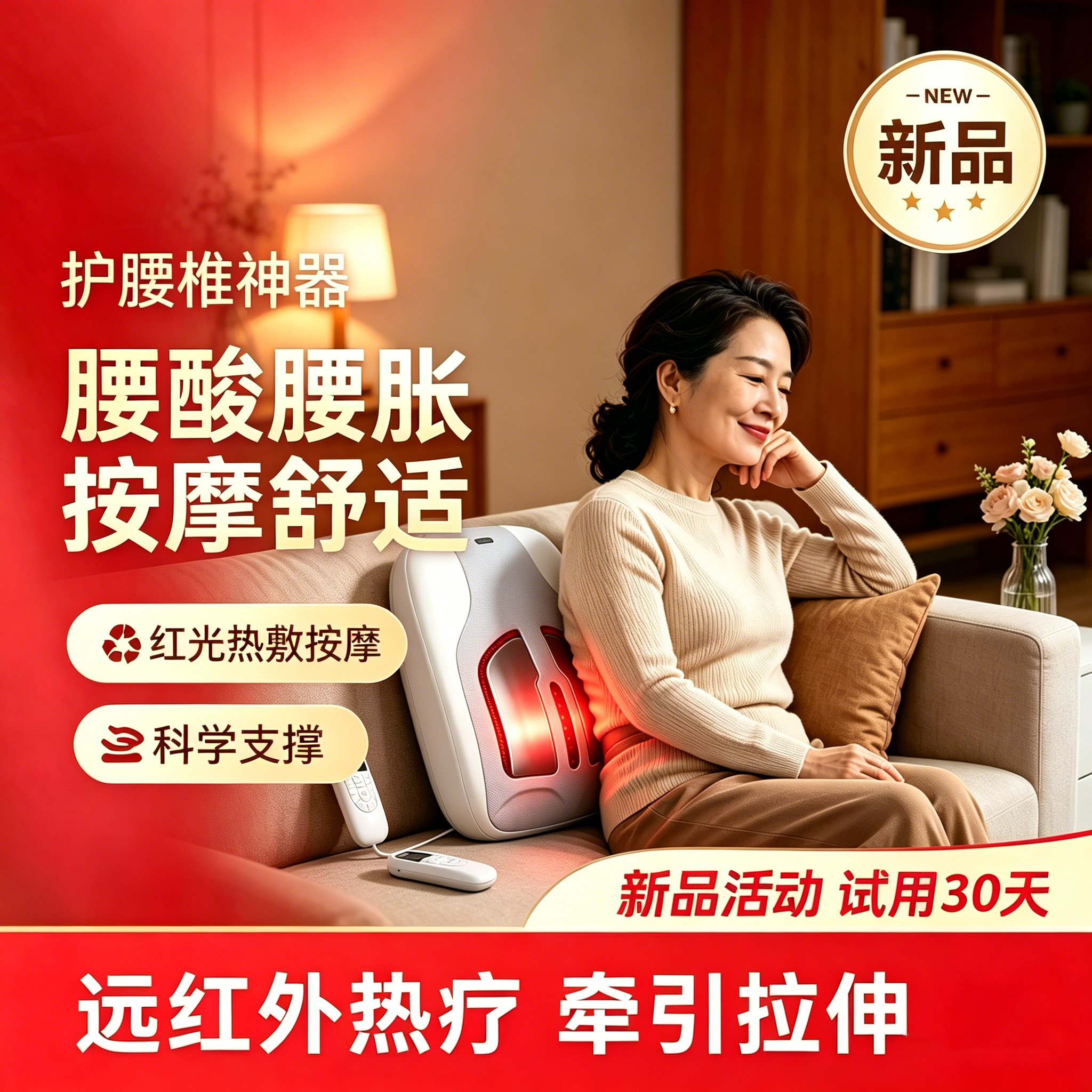 腰椎间盘突出理疗按摩仪医用级加热腰部按摩器电动按腰颈椎神器