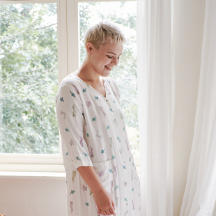 Nest 桑蚕丝睡衣舒适凉爽 Designs女士竹娟纱布睡袍家居服春夏薄款