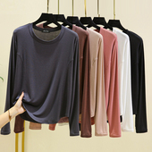 打底衫 长袖 纯色简约百搭上衣 薄款 莫代尔面膜T恤女宽松显瘦夏季
