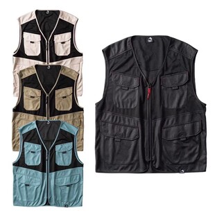户外网眼机能摄影马甲日系多口袋休闲钓鱼速干背心 男士 日单 外贸