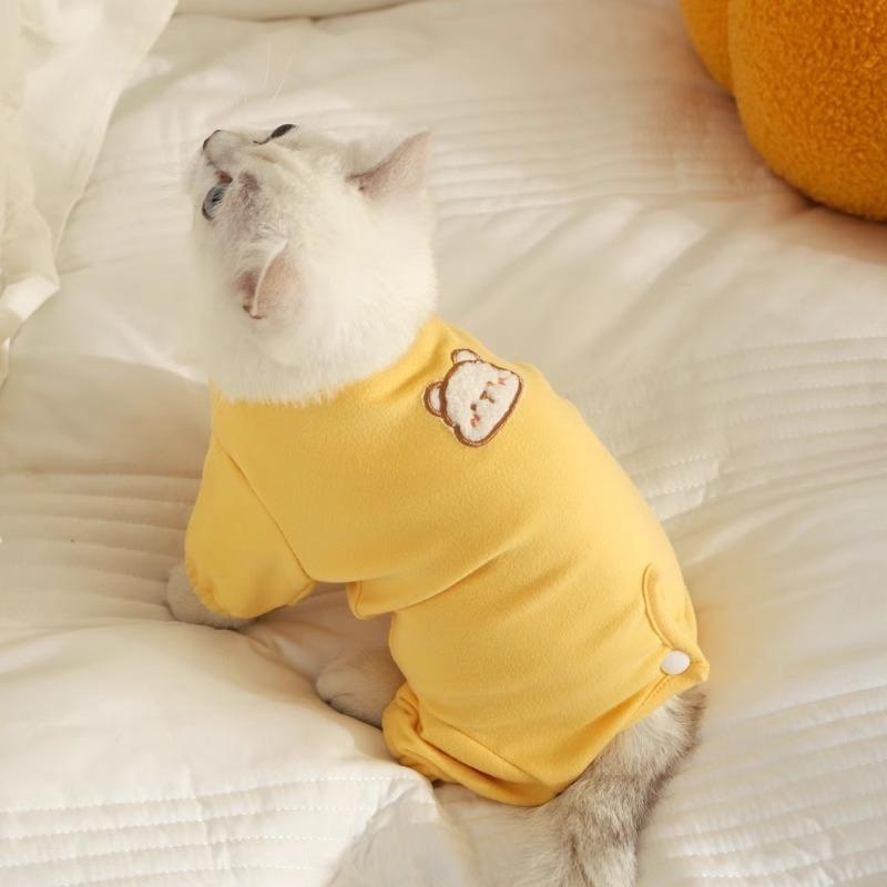猫咪衣服秋冬季防掉毛睡衣护肚子防着凉宠物猫猫小猫四脚衣母猫