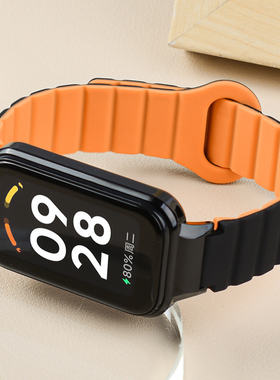 适用红米Redmi手环3/2代回环硅胶磁吸双色PC保护表壳休闲运动腕带