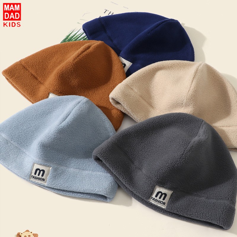 双面摇粒绒日系~ 宝宝秋冬户外保暖帽子男女童骑行防风包头帽亲子