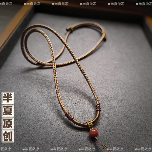 手工编织高档货质感简约款黄金蜜蜡翡翠和田玉吊坠挂绳子女毛衣链