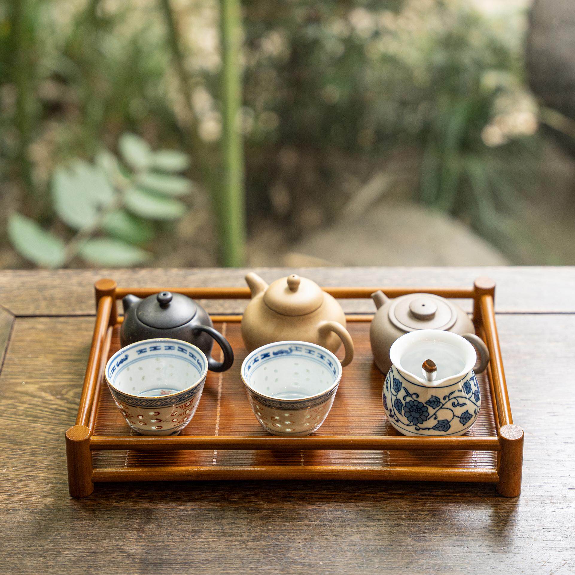 手工竹制长方形茶盘干泡台中式复古家用托盘茶台茶具收纳盘奉茶盘