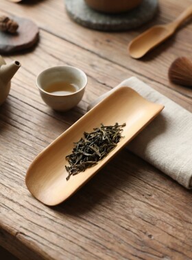 竹制茶则手工竹制赏茶荷茶巾点心托盘茶道零配件功夫茶具茶铲赏茶