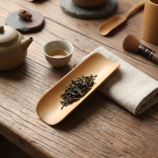 竹制茶则手工竹制赏茶荷茶巾点心托盘茶道零配件功夫茶具茶铲赏茶
