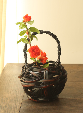 竹编厂家直销花篮幽兰花器 花篮花道用品