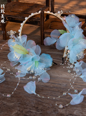 古风绢花发箍流苏百搭