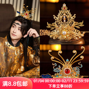 古风汉服发箍发冠顶冠国风宋明制束发簪男女头饰保色发饰玉髓宫廷