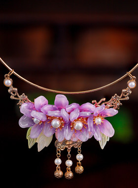 古风花朵琉璃手工项圈