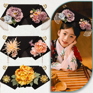 大拉翅儿童旗头故宫摄影满族格格头饰舞台演出古装清朝皇后配饰女