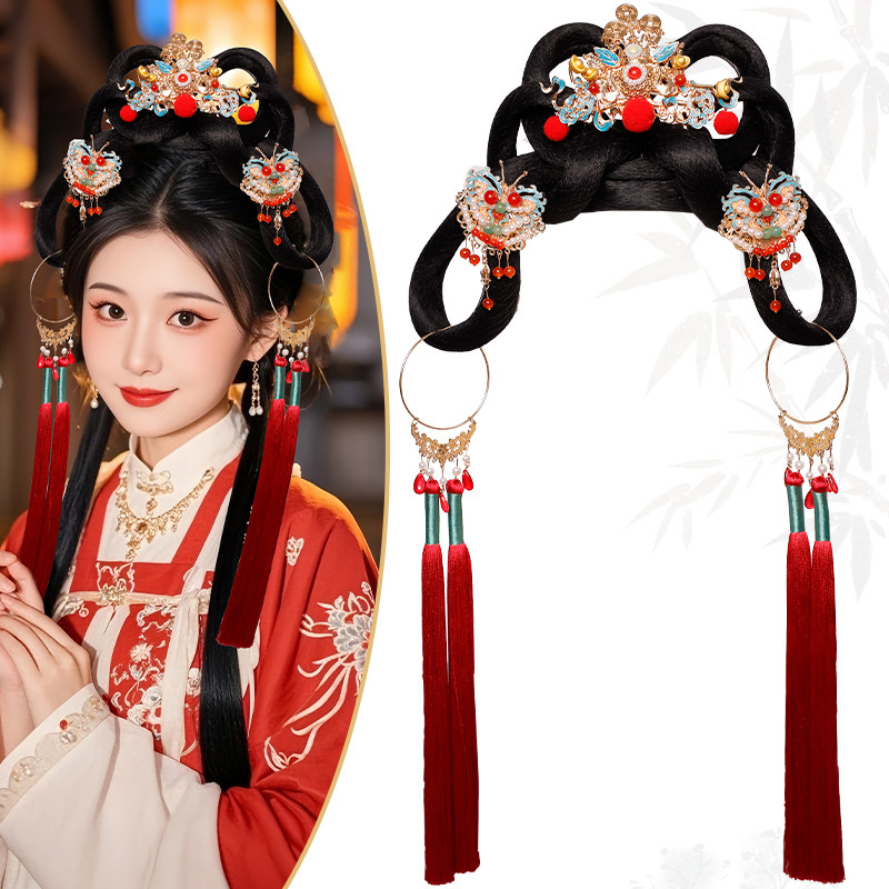 汉服假发气质发髻一体式全发丝古风可爱喜庆头饰组合套装造型多款,美发护发/假发,演出假发,淘宝优惠券,粉丝福利购,淘宝优惠卷