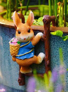 兔子爬梯花园壁挂树上秋千挂件