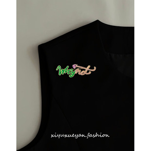 牛仔服配饰品 not胸针紫水晶滴釉字母小众高级感西装 个性 宣言Why