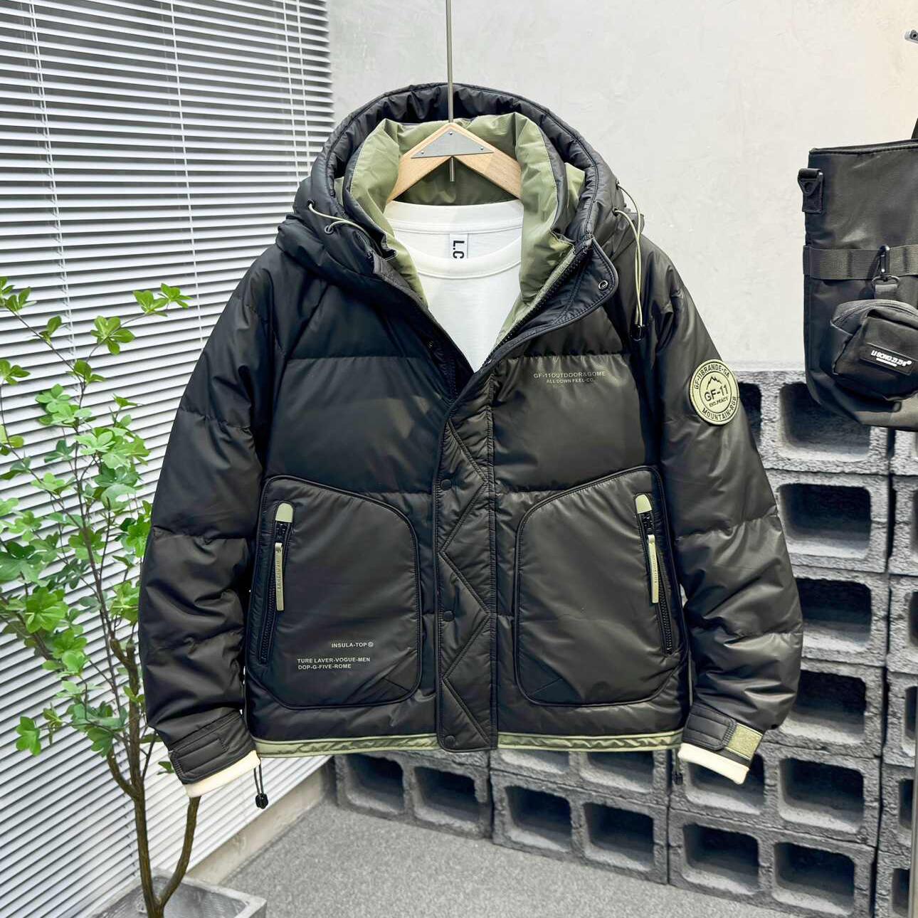 免洗PU皮男士冬季加厚短款保暖外套潮流连帽冬装上衣时尚防寒服