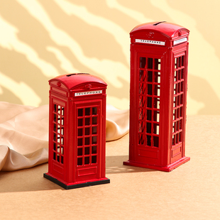小学生儿童生日节日毕业礼物合金仿电话亭存钱罐储蓄罐杂货店货源