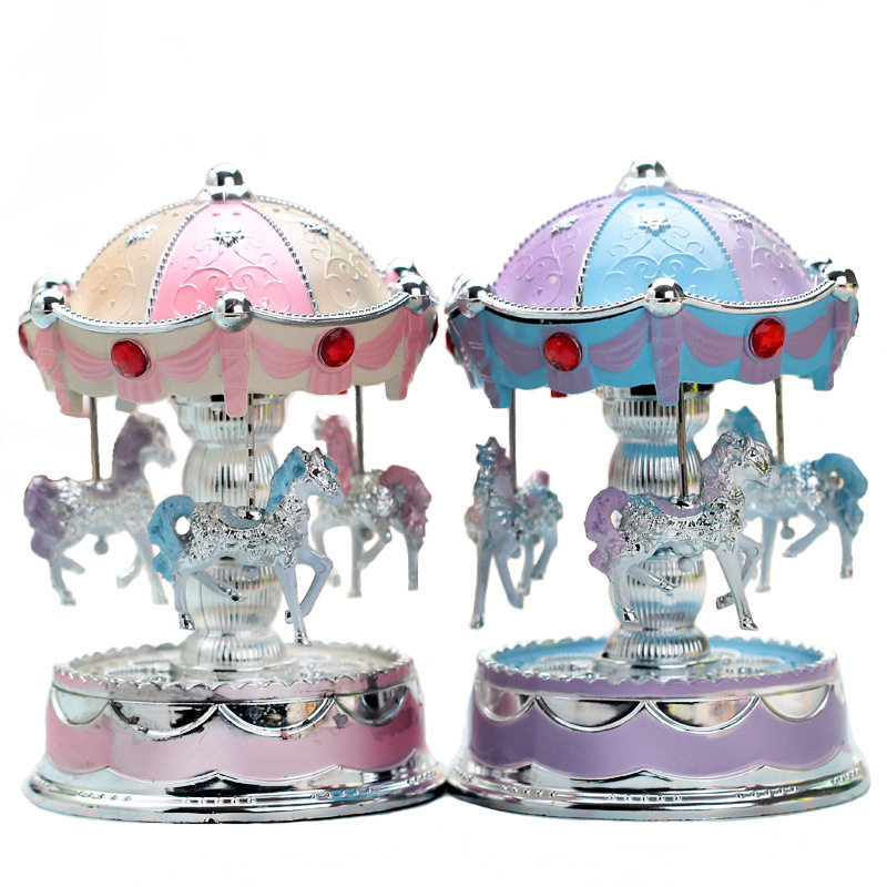 GLOWING CAROUSEL MUSIC BOX BIRTHDAY CAKE DECORATION ORNAMENTS BAKING DECORATIONS PLUG-INS MUSIC BOXES TANABATA GIFTS