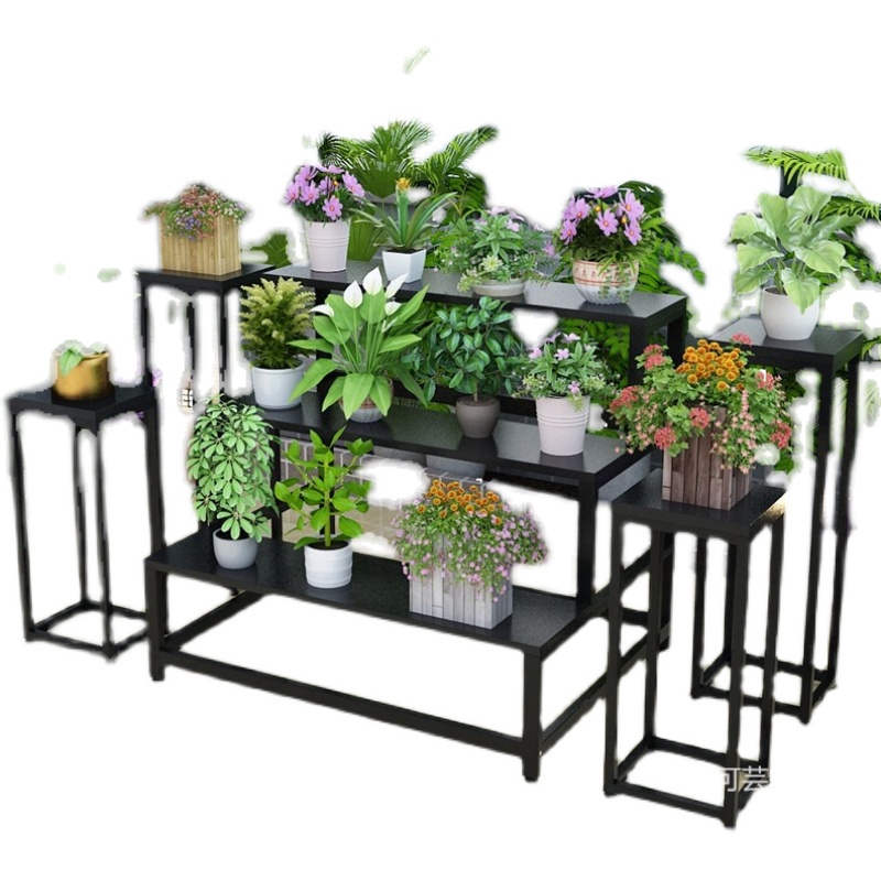 铁艺花架置物架花店花束花桶高低流水台中岛架橱窗花盆陈列架组i.