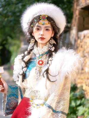 苗家印象2023蕾丝撞色藏族服装新