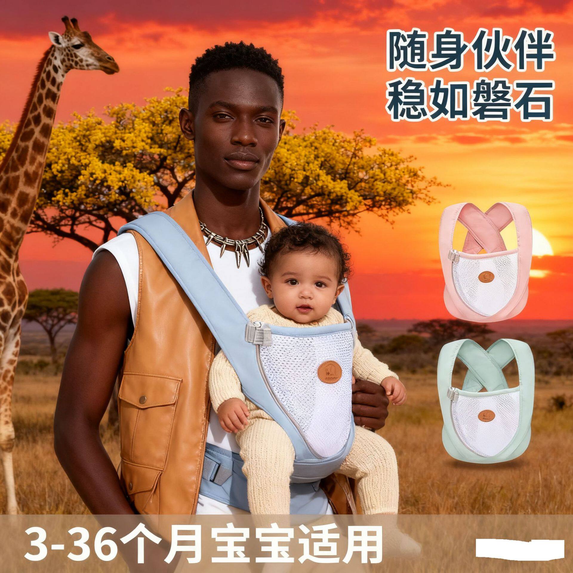 婴儿宝宝背带轻便前抱式外出简易横抱式双肩背娃神器跨境热销