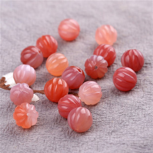 天然粉糯南红南瓜珠11mm水晶宝石玉瓜珠甜美糖果橘粉色diy配珠A5