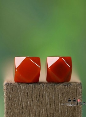 天然原矿玛瑙红色系9mm唐八棱钻面DIY手链配饰吊坠饰品配件J235