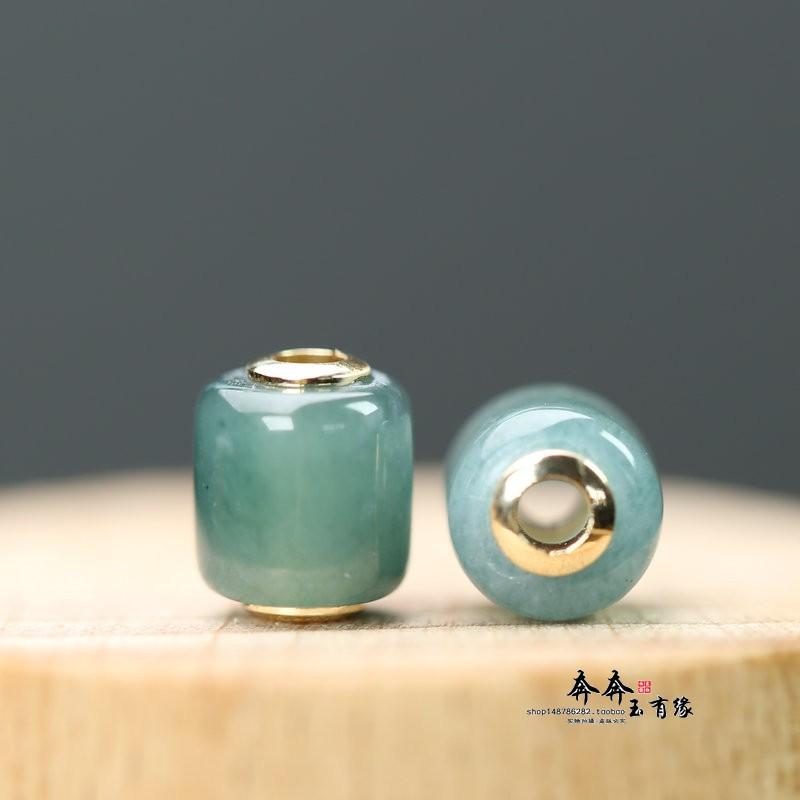 纯天然蓝水翡翠A货贴片桶珠隔珠手链项链diy中国风汉服配饰B174