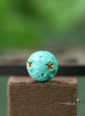 天然绿松石陨石描金圆珠12mmDIY编绳手串隔珠配饰配件挂件J215