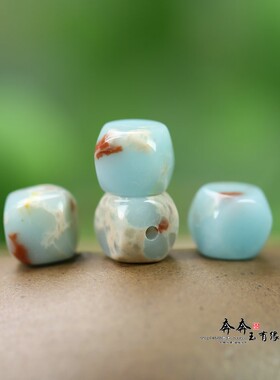 天然寿山石方糖8*7mm散珠