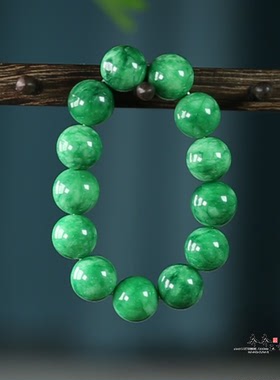 天然翡翠干青阳绿色佛珠14 16 20mm玉石串珠手链男女款时尚大气