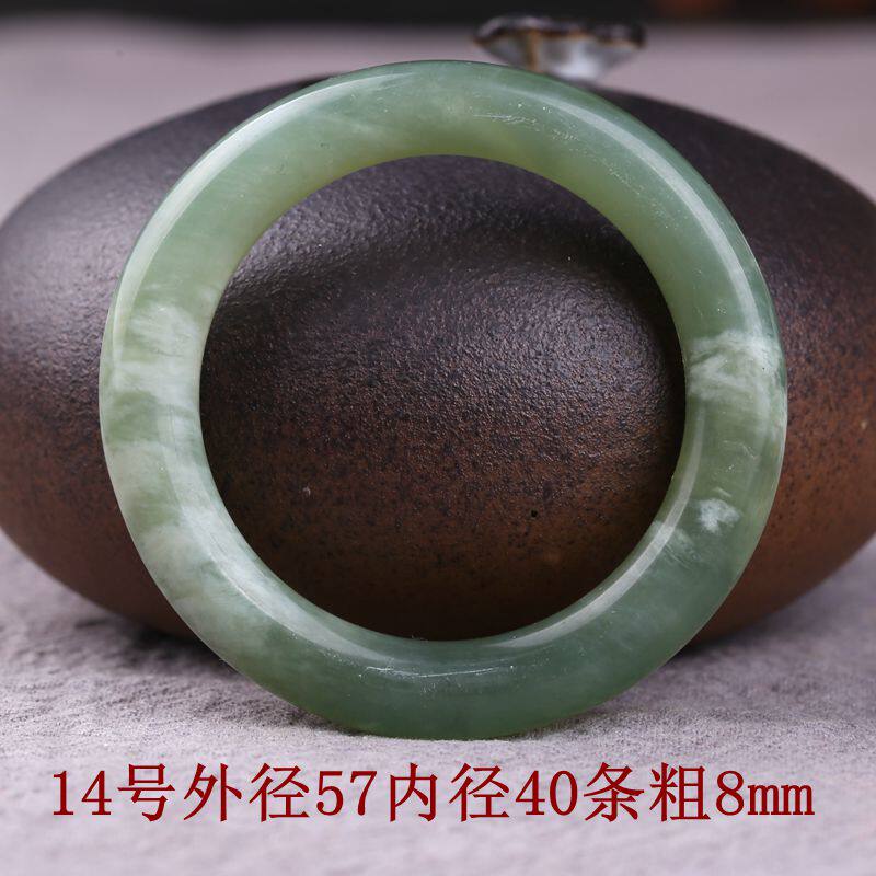 纯天然岫玉圆镯子小号圆圈手持跑环车挂吊坠项链坠子水墨飘花古风