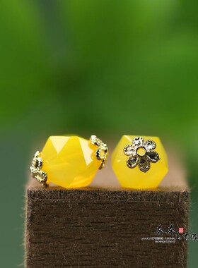 天然玛瑙嫩黄钻面8*13mm多棱珠