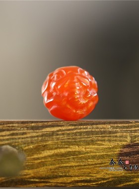 天然红玛瑙小象吉祥圆珠13mm立体红色玉珠diy黄金手串配饰国风C95