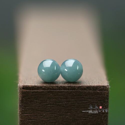 天然玉石A货蓝水翡翠7mm孔1mm