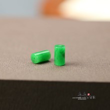 5颗价。天然干青翡翠桶珠5*8mm散珠串珠祖母绿diy手链配饰C82