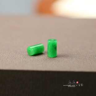 5颗价。天然干青翡翠桶珠5*8mm散珠串珠祖母绿diy手链配饰C82