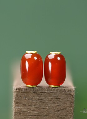 天然玛瑙10*15mm大孔2mm红色桶珠DIY手链手串配饰饰品本命年J171