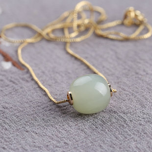 项链螺丝活口可穿1mm玉珠子盒子链条18K玫瑰金项链diy百搭吊坠